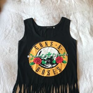 Guns and Roses Shirt Graphic Concert Axl Fringe